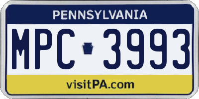 PA license plate MPC3993