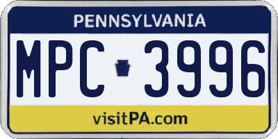 PA license plate MPC3996