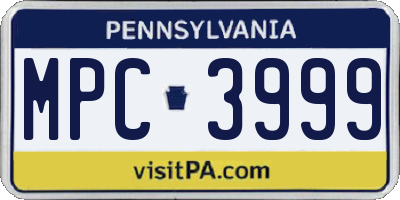 PA license plate MPC3999
