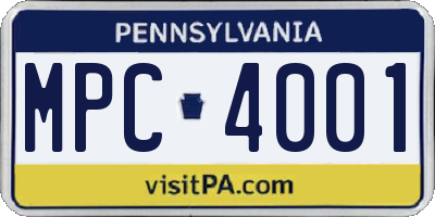 PA license plate MPC4001