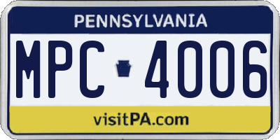 PA license plate MPC4006
