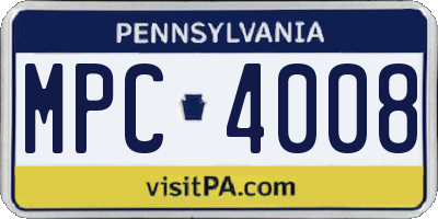 PA license plate MPC4008