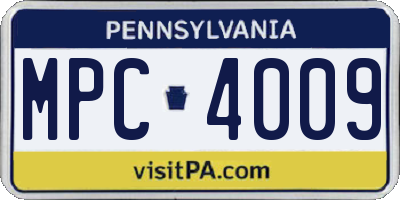 PA license plate MPC4009