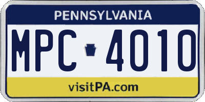 PA license plate MPC4010