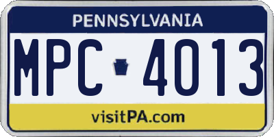 PA license plate MPC4013