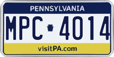 PA license plate MPC4014