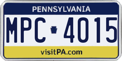 PA license plate MPC4015