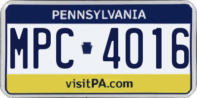 PA license plate MPC4016