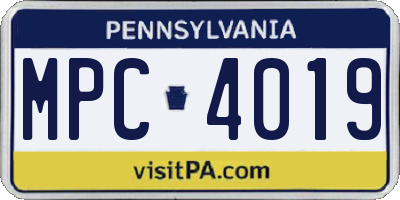 PA license plate MPC4019