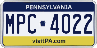 PA license plate MPC4022