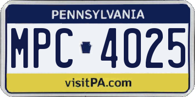 PA license plate MPC4025