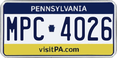 PA license plate MPC4026