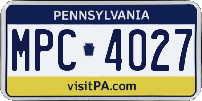 PA license plate MPC4027
