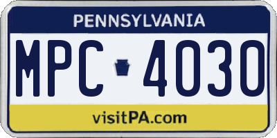 PA license plate MPC4030