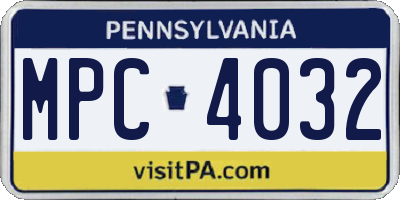PA license plate MPC4032