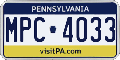 PA license plate MPC4033