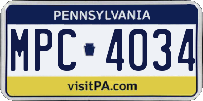 PA license plate MPC4034
