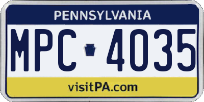 PA license plate MPC4035