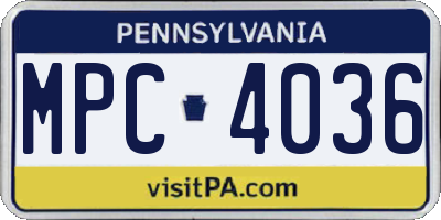 PA license plate MPC4036