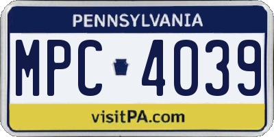PA license plate MPC4039