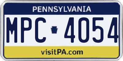 PA license plate MPC4054