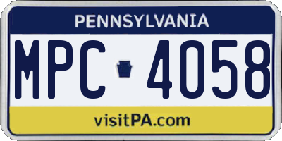PA license plate MPC4058