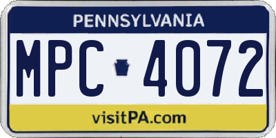 PA license plate MPC4072