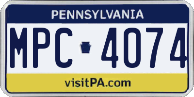 PA license plate MPC4074