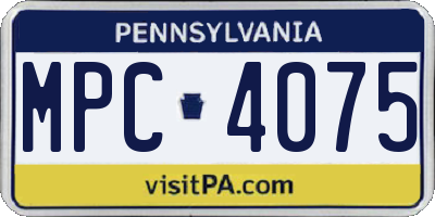 PA license plate MPC4075