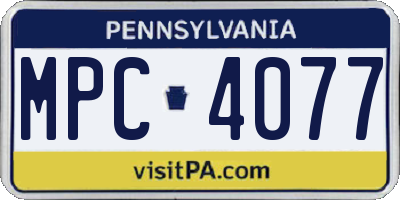 PA license plate MPC4077