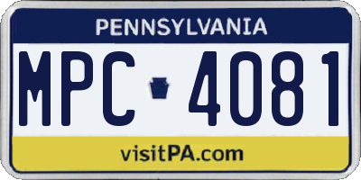 PA license plate MPC4081
