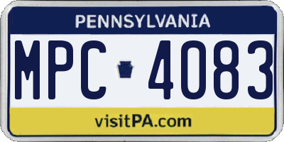 PA license plate MPC4083