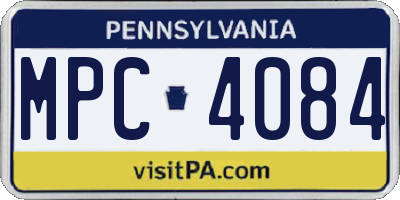 PA license plate MPC4084