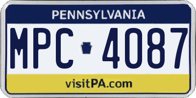PA license plate MPC4087