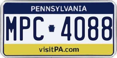 PA license plate MPC4088