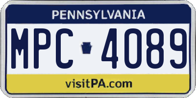 PA license plate MPC4089