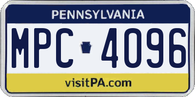 PA license plate MPC4096