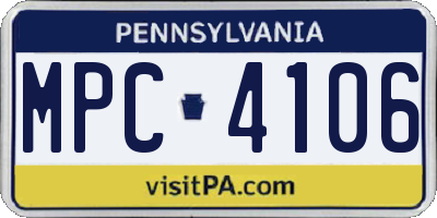 PA license plate MPC4106