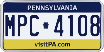 PA license plate MPC4108