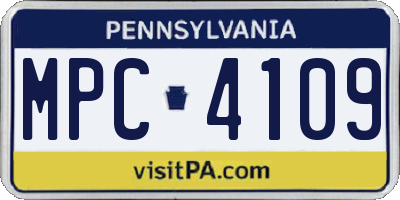 PA license plate MPC4109