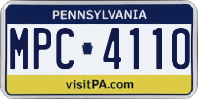 PA license plate MPC4110