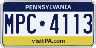 PA license plate MPC4113