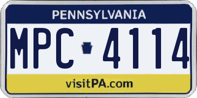 PA license plate MPC4114