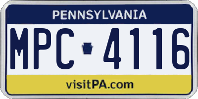 PA license plate MPC4116