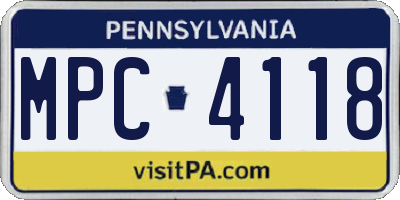 PA license plate MPC4118