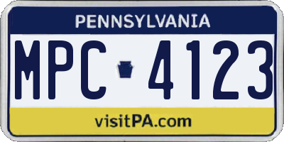 PA license plate MPC4123