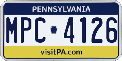 PA license plate MPC4126