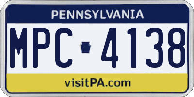 PA license plate MPC4138