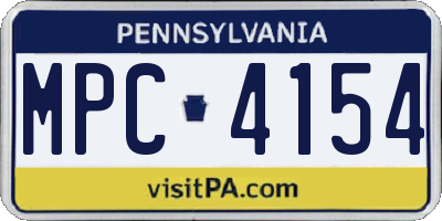 PA license plate MPC4154