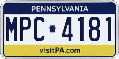 PA license plate MPC4181